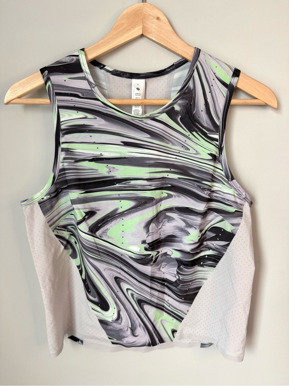 lululemon Swift Ventilated Cropped Running Tank Paint Glide Warp Multi Print